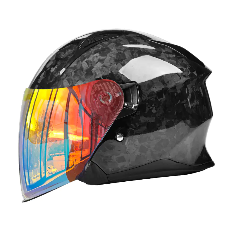 OF811 Carbon Fiber Open Face Motorcycle Galeam DOT Certified Double Visors galeam