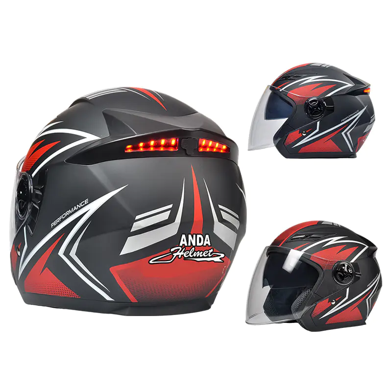 166 DUXERIT Safety Taillight Open Face Motorcycle Galea DOT Certified galeam