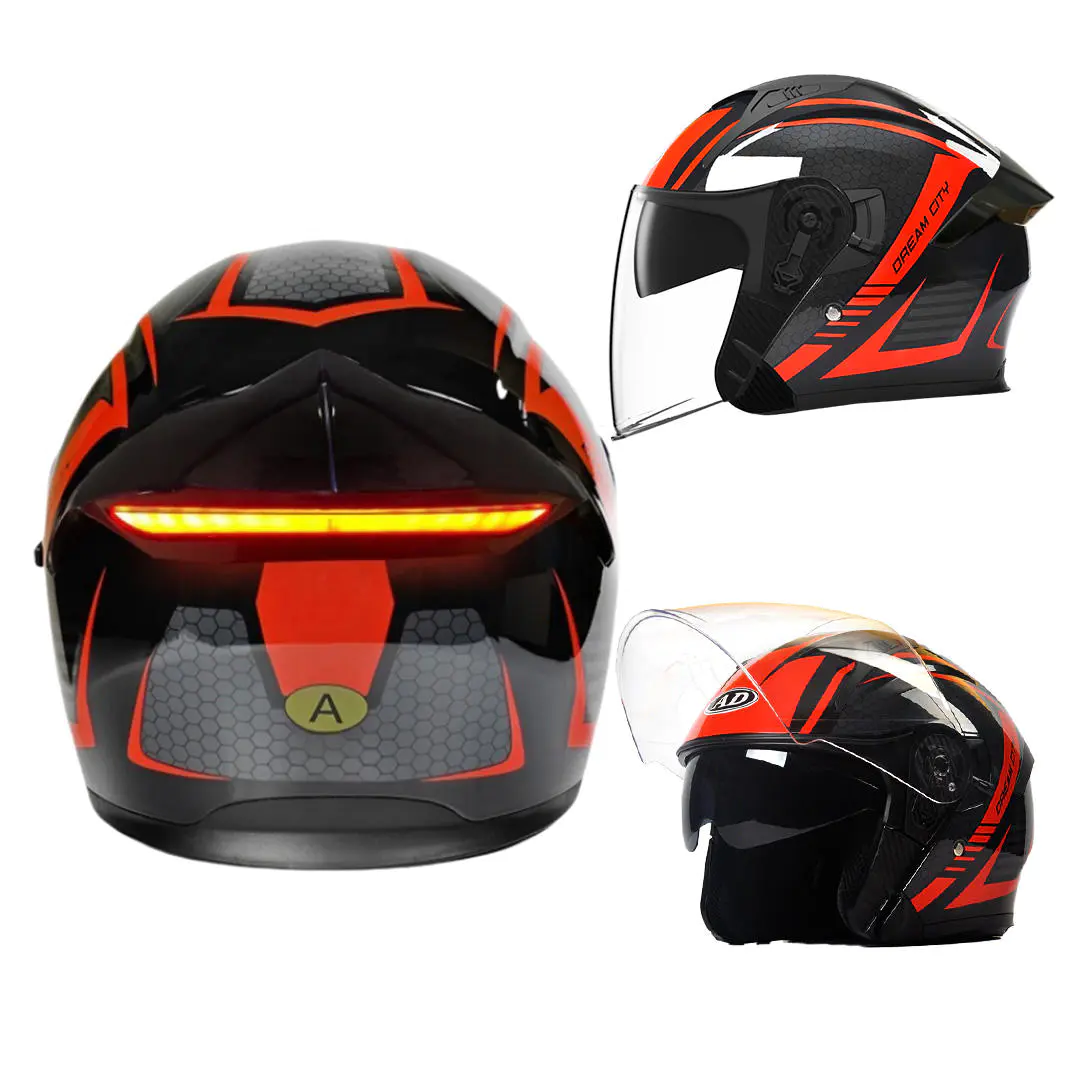 K5 LED Intelligence Safety Taillight Motorcycle Galea DOT Certified Open Face Galea